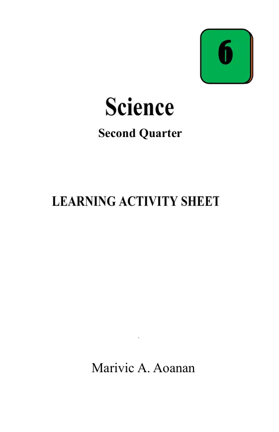 Cover of Learning Activity Sheet in Science 6 Second Quarter