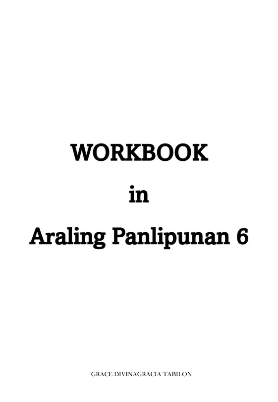 Cover of Workbook in Araling Panlipunan 6