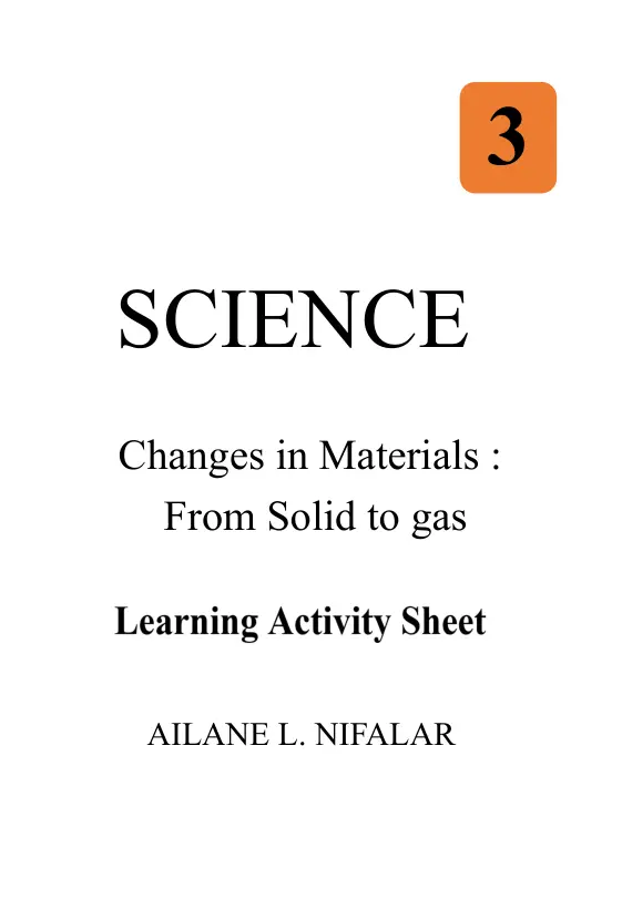 Cover of Changes in Materials : From Solid to Gas